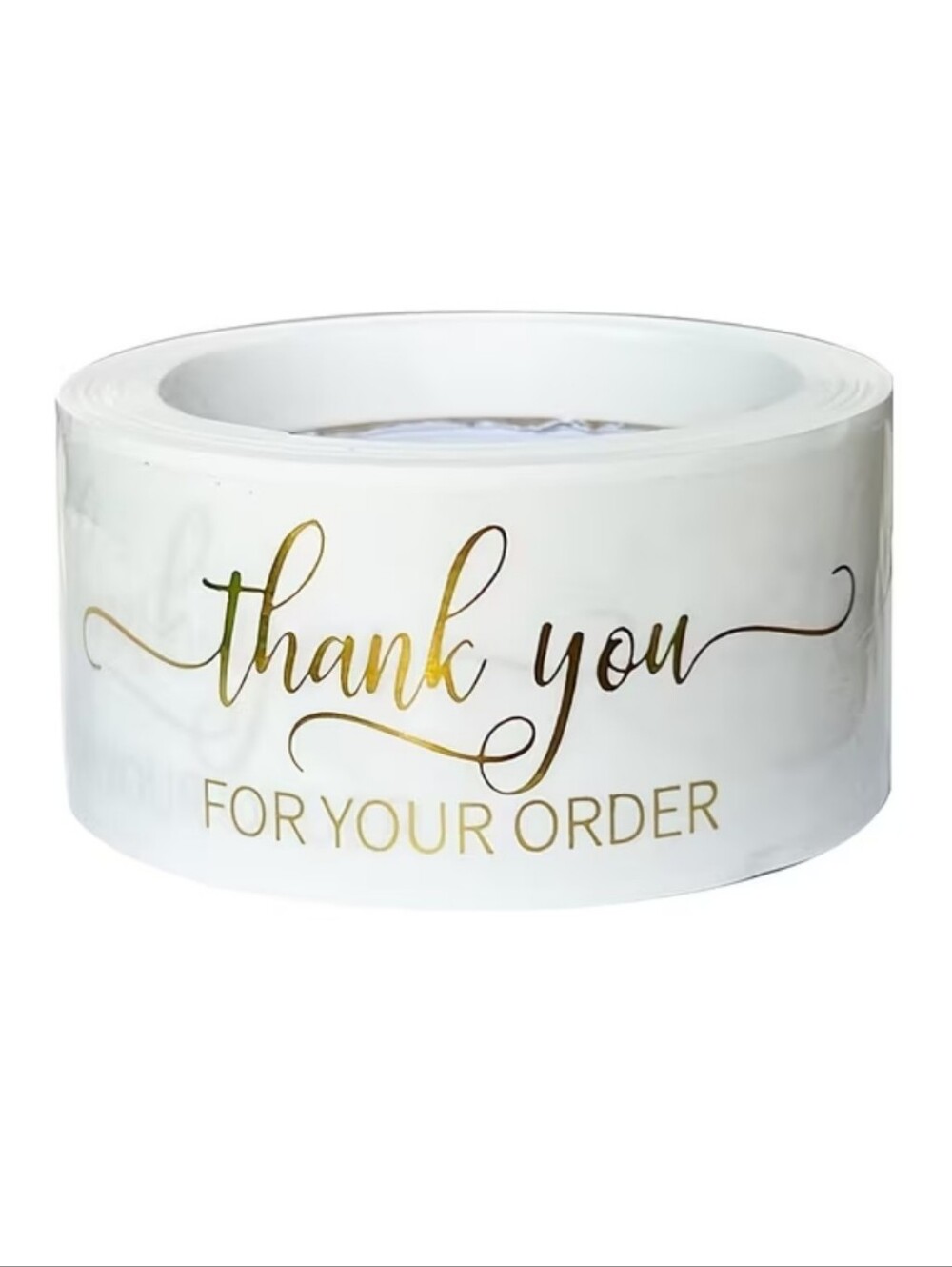 White & Gold Thank-you For Your Order- Stickers Roll. 125-3x1"